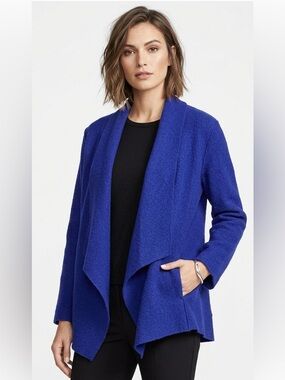 Eileen Fisher Royal Blue Open-Front Draped Jacket